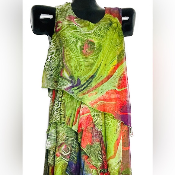 Beautiful Vibrant Peacock Inspired Dress *NWT - Picture 3 of 14